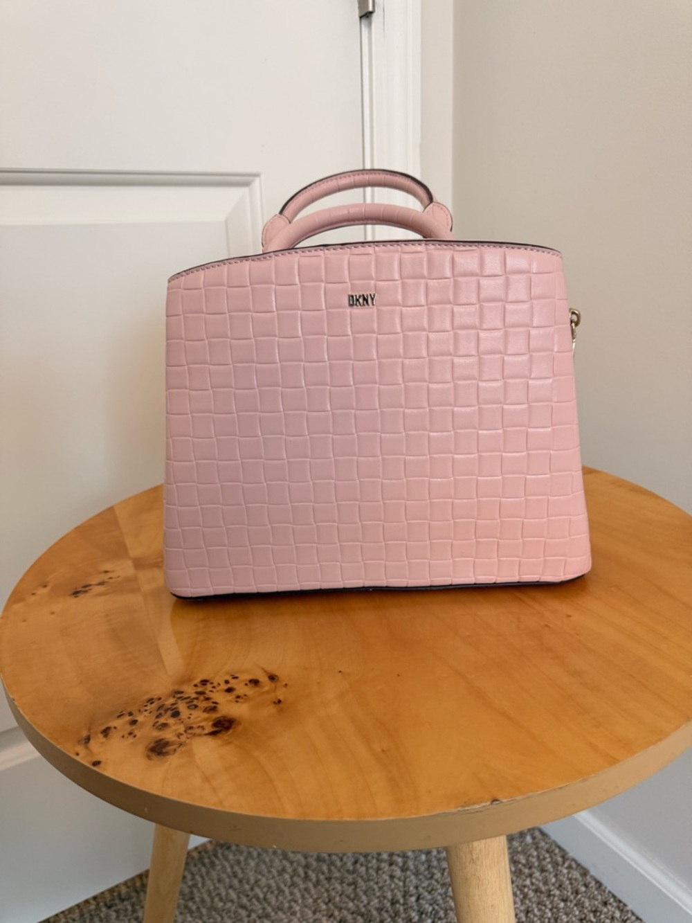 DKNY Pale Pink Croc-Embossed Top-Handle Satchel
